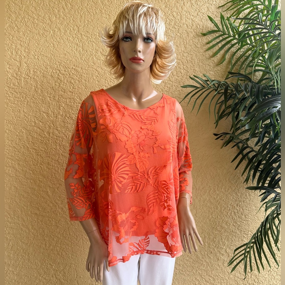 Phase Eight brand orange sheer layered top